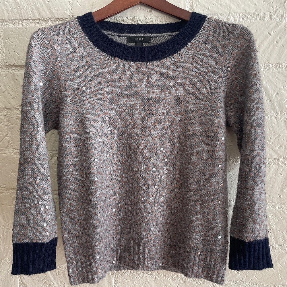 J. Crew Scattered Sequin Sweater | Gray & Navy